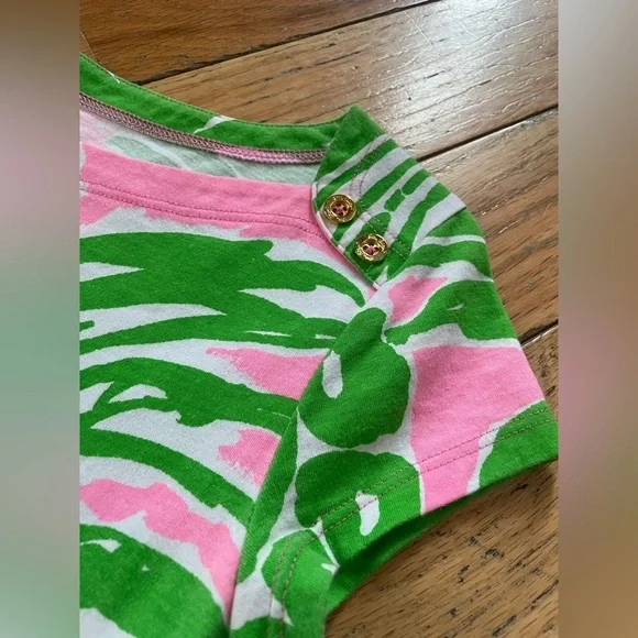Lilly Pulitzer Women's Size XS Loren Pink & Green Pineapple Dress Boatneck - Picture 3 of 11